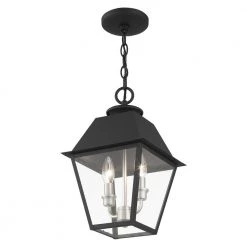 Mansfield 2 Light Black Outdoor Pendant Lantern by Livex Lighting -Livex Lighting shop black livex lighting outdoor pendant lights 27217 04 44 1000