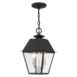 Mansfield 2 Light Black Outdoor Pendant Lantern by Livex Lighting