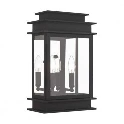 Princeton 2-Light Black Outdoor Wall Lantern Sconce by Livex Lighting