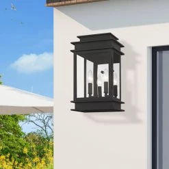 Princeton 2-Light Black Outdoor Wall Lantern Sconce by Livex Lighting -Livex Lighting shop black livex lighting outdoor sconces 2016 04 66 1000