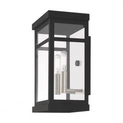 Hopewell 2-Light Black Outdoor Wall Lantern Sconce by Livex Lighting -Livex Lighting shop black livex lighting outdoor sconces 20702 04 1f 1000