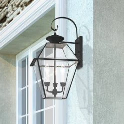 Westover 3 Light Black Outdoor Wall Sconce by Livex Lighting -Livex Lighting shop black livex lighting outdoor sconces 2381 04 d4 1000