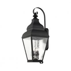 Exeter 13.75 in. 4-Light Black Outdoor Wall Lantern Sconce by Livex Lighting -Livex Lighting shop black livex lighting outdoor sconces 2607 04 4f 1000