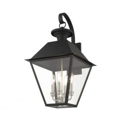 Mansfield 4-Light Black Outdoor Wall Lantern Sconce by Livex Lighting -Livex Lighting shop black livex lighting outdoor sconces 27222 04 1f 1000