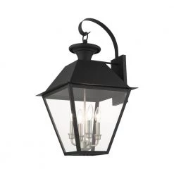 Mansfield 4-Light Black Outdoor Wall Lantern Sconce by Livex Lighting -Livex Lighting shop black livex lighting outdoor sconces 27222 04 44 1000