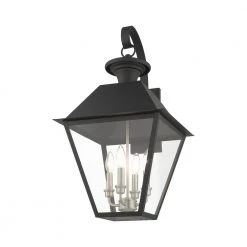 Mansfield 4-Light Black Outdoor Wall Lantern Sconce by Livex Lighting -Livex Lighting shop black livex lighting outdoor sconces 27222 04 4f 1000