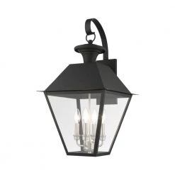 Mansfield 4-Light Black Outdoor Wall Lantern Sconce by Livex Lighting