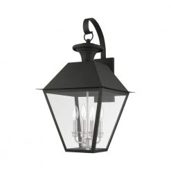 Mansfield 4-Light Black Outdoor Wall Lantern Sconce by Livex Lighting -Livex Lighting shop black livex lighting outdoor sconces 27222 04 c3 1000