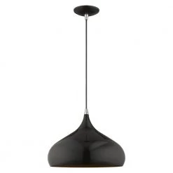 Metal Shade Mini Pendants 1 Light Shiny Black Mini Pendant by Livex Lighting -Livex Lighting shop black livex lighting pendant lights 41173 68 c3 1000