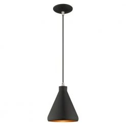 Metal Shade Mini Pendants 1 Light Black Mini Pendant by Livex Lighting