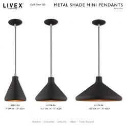 Metal Shade Mini Pendants 1 Light Black Mini Pendant by Livex Lighting -Livex Lighting shop black livex lighting pendant lights 41177 04 d4 1000