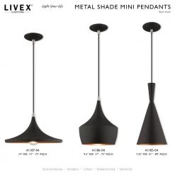 Metal Shade Mini Pendants 1 Light Black Mini Pendant by Livex Lighting 19 Metal Shade Mini Pendants 1 Light Black Mini Pendant by Livex Lighting -Livex Lighting shop black livex lighting pendant lights 41186 04 d4 1000