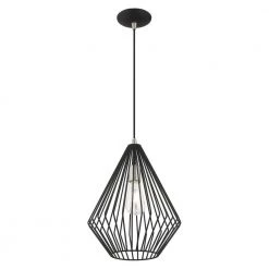 Geometric Shade Mini Pendants 1 Light Black Mini Pendant by Livex Lighting -Livex Lighting shop black livex lighting pendant lights 41325 04 1f 1000