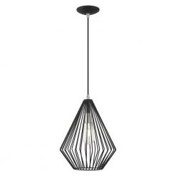 Geometric Shade Mini Pendants 1 Light Black Mini Pendant by Livex Lighting -Livex Lighting shop black livex lighting pendant lights 41325 04 4f 1000