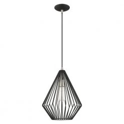 Geometric Shade Mini Pendants 1 Light Black Mini Pendant by Livex Lighting -Livex Lighting shop black livex lighting pendant lights 41325 04 c3 1000