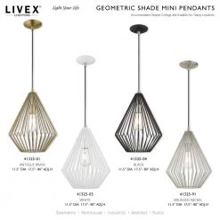 Geometric Shade Mini Pendants 1 Light Black Mini Pendant by Livex Lighting -Livex Lighting shop black livex lighting pendant lights 41325 04 d4 1000