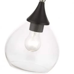 Catania 1-Light Black Island Mini Pendant with Clear Glass by Livex Lighting -Livex Lighting shop black livex lighting pendant lights 46501 04 1f 1000