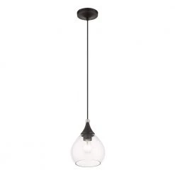 Catania 1-Light Black Island Mini Pendant with Clear Glass by Livex Lighting -Livex Lighting shop black livex lighting pendant lights 46501 04 4f 1000