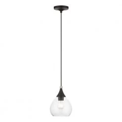 Catania 1-Light Black Island Mini Pendant with Clear Glass by Livex Lighting