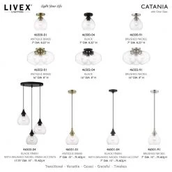 Catania 1-Light Black Island Mini Pendant with Clear Glass by Livex Lighting -Livex Lighting shop black livex lighting pendant lights 46501 04 66 1000