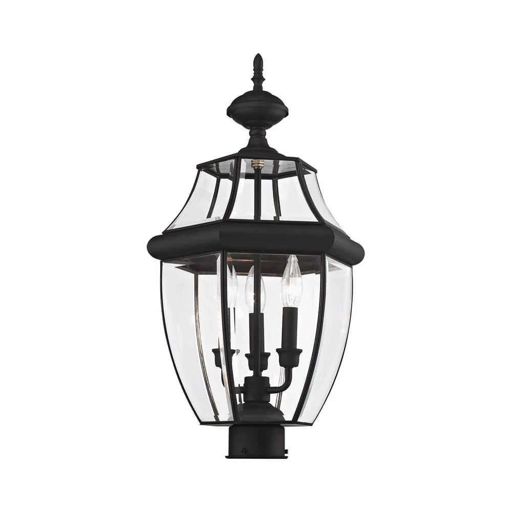 Monterey 3 Light Black Outdoor Post Top Lantern by Livex Lighting 8 Monterey 3 Light Black Outdoor Post Top Lantern by Livex Lighting - Image 8