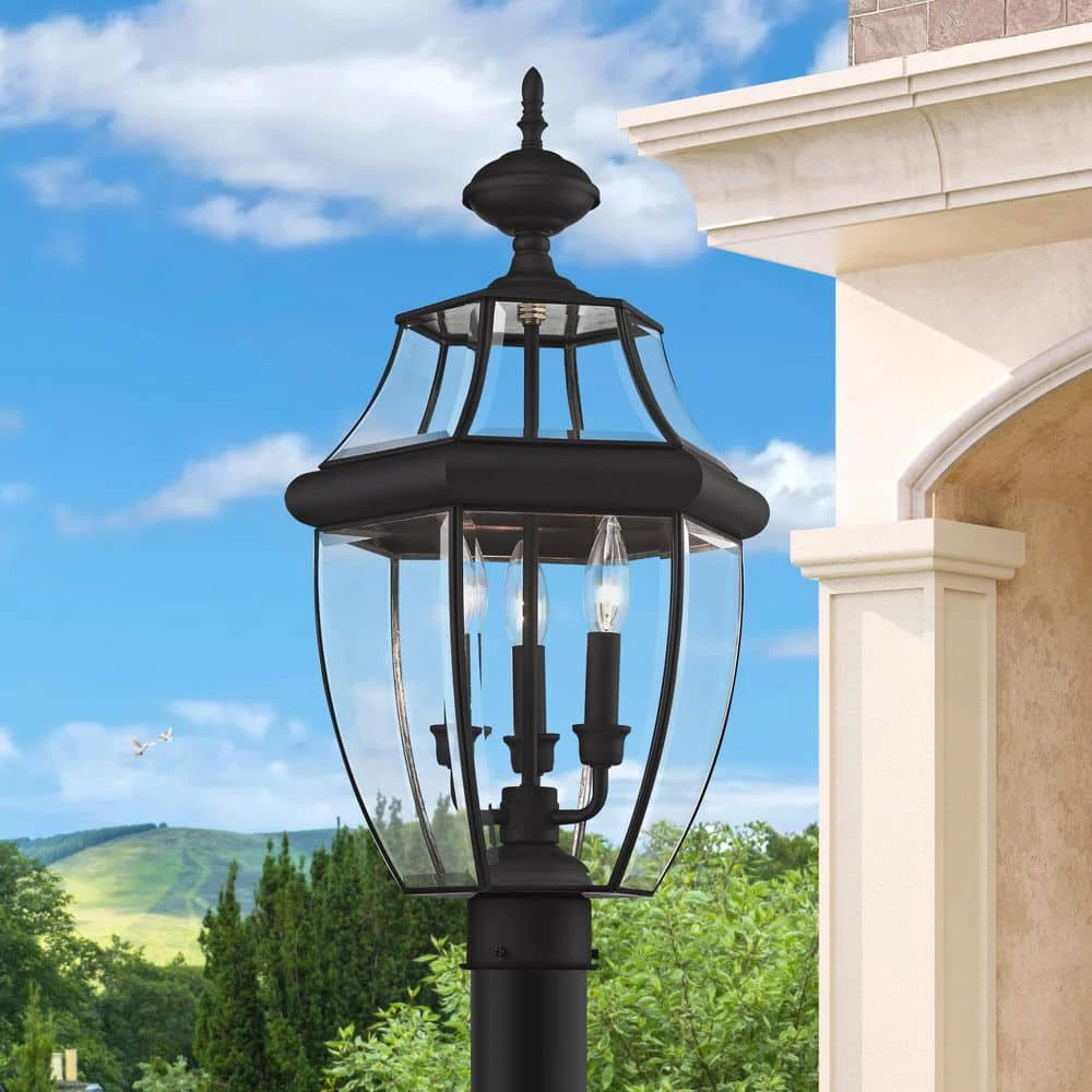 Monterey 3 Light Black Outdoor Post Top Lantern by Livex Lighting 2 Monterey 3 Light Black Outdoor Post Top Lantern by Livex Lighting - Image 2