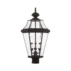 Georgetown 3 Light Black Outdoor Post Top Lantern by Livex Lighting