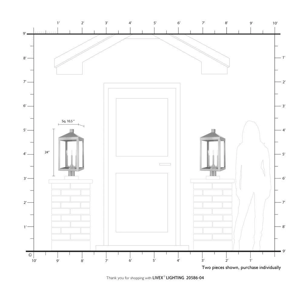 Nyack 3-Light Black Outdoor Post Top Lantern by Livex Lighting 3 Nyack 3-Light Black Outdoor Post Top Lantern by Livex Lighting - Image 3