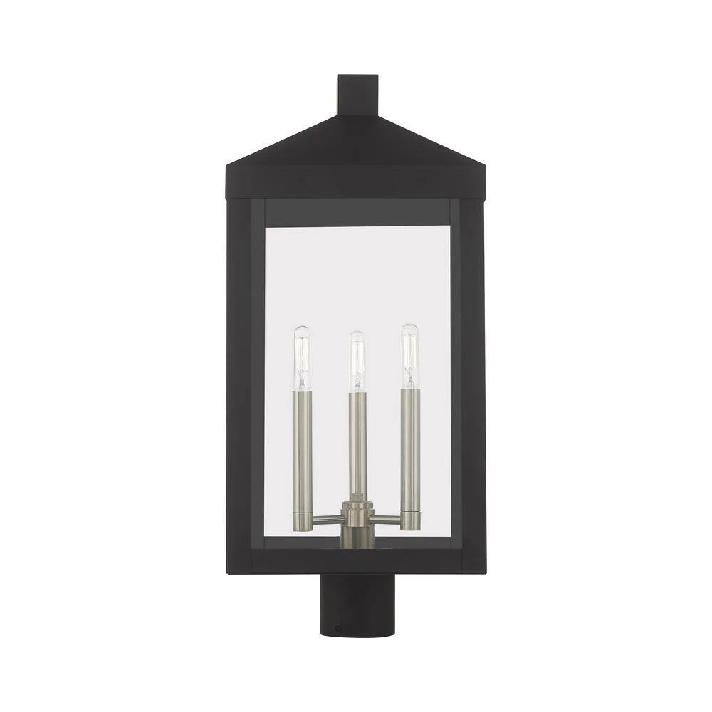 Nyack 3-Light Black Outdoor Post Top Lantern by Livex Lighting 7 Nyack 3-Light Black Outdoor Post Top Lantern by Livex Lighting - Image 7