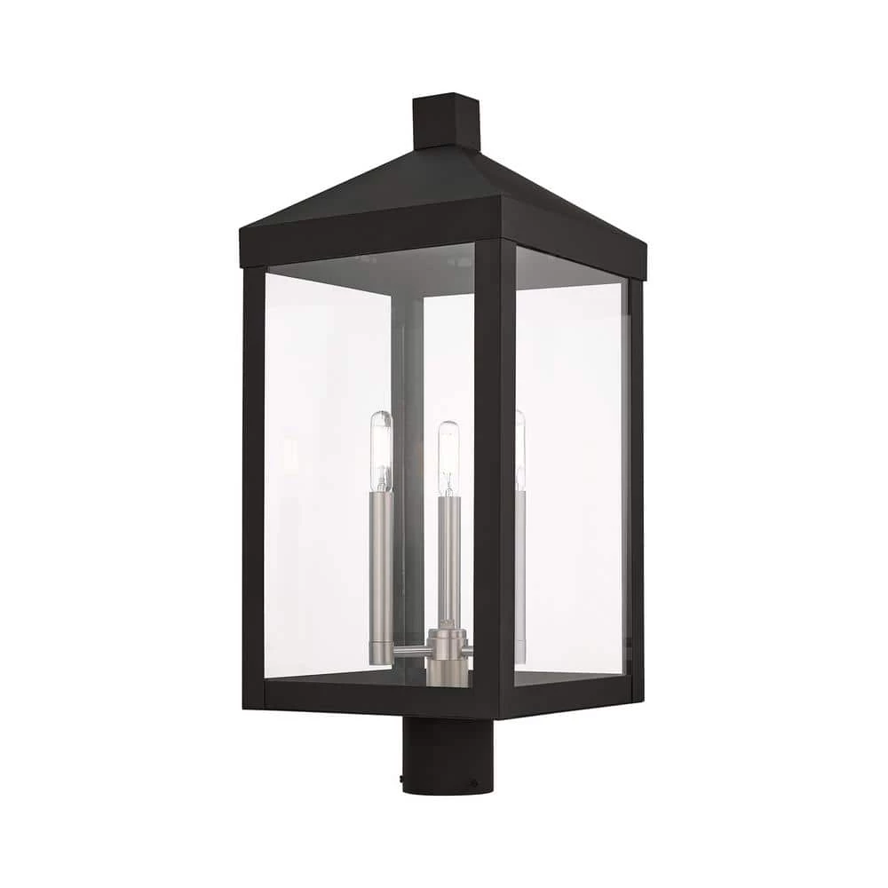 Nyack 3-Light Black Outdoor Post Top Lantern by Livex Lighting 1 Nyack 3-Light Black Outdoor Post Top Lantern by Livex Lighting