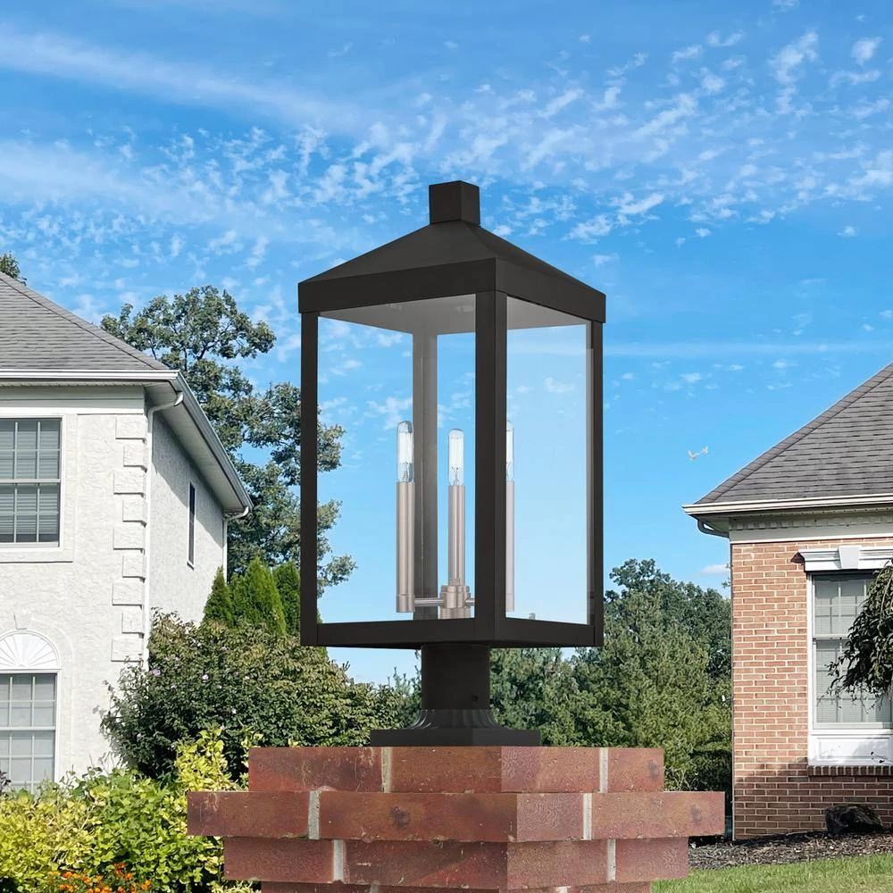 Nyack 3-Light Black Outdoor Post Top Lantern by Livex Lighting 4 Nyack 3-Light Black Outdoor Post Top Lantern by Livex Lighting - Image 4