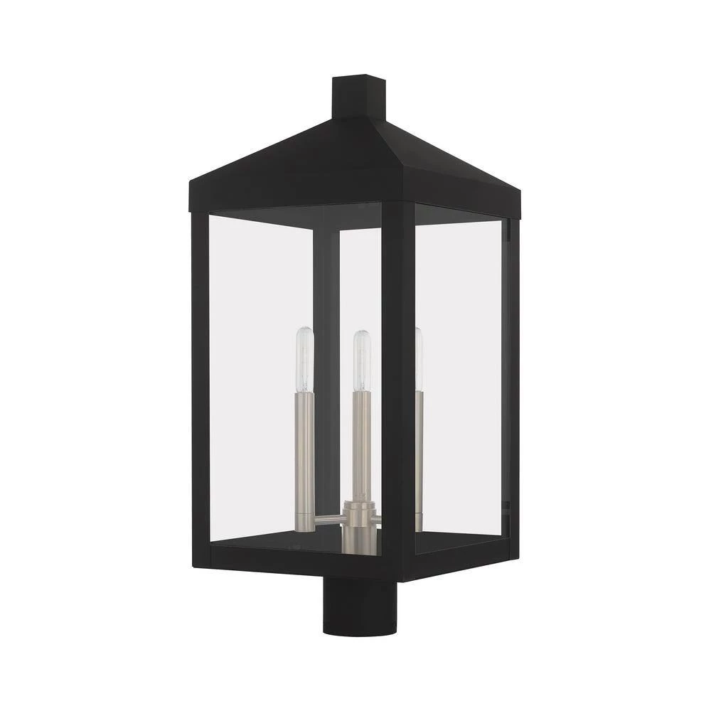 Nyack 3-Light Black Outdoor Post Top Lantern by Livex Lighting 5 Nyack 3-Light Black Outdoor Post Top Lantern by Livex Lighting - Image 5