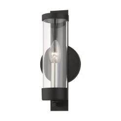 Castleton 1-Light Black ADA Single Sconce With Clear Glass by Livex Lighting -Livex Lighting shop black livex lighting vanity lighting 10141 04 4f 1000