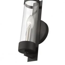 Castleton 1-Light Black ADA Single Sconce With Clear Glass by Livex Lighting -Livex Lighting shop black livex lighting vanity lighting 10141 04 76 1000