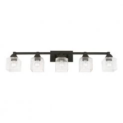 Aragon 42 in. 5-Light Black Vanity Light with Clear Seeded Glass by Livex Lighting -Livex Lighting shop black livex lighting vanity lighting 10385 04 c3 1000