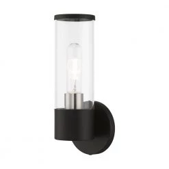 Banca 1-Light Black ADA Wall Sconce with Clear Glass by Livex Lighting