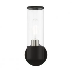 Banca 1-Light Black ADA Wall Sconce with Clear Glass by Livex Lighting -Livex Lighting shop black livex lighting vanity lighting 17281 04 c3 1000