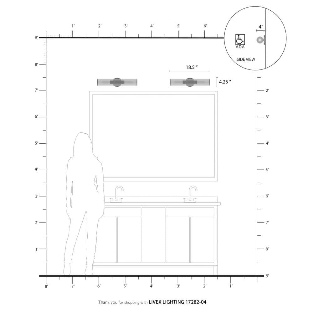 Banca 4.25 in. 2 Light Black Wall Sconce by Livex Lighting 5 Banca 4.25 in. 2 Light Black Wall Sconce by Livex Lighting - Image 5