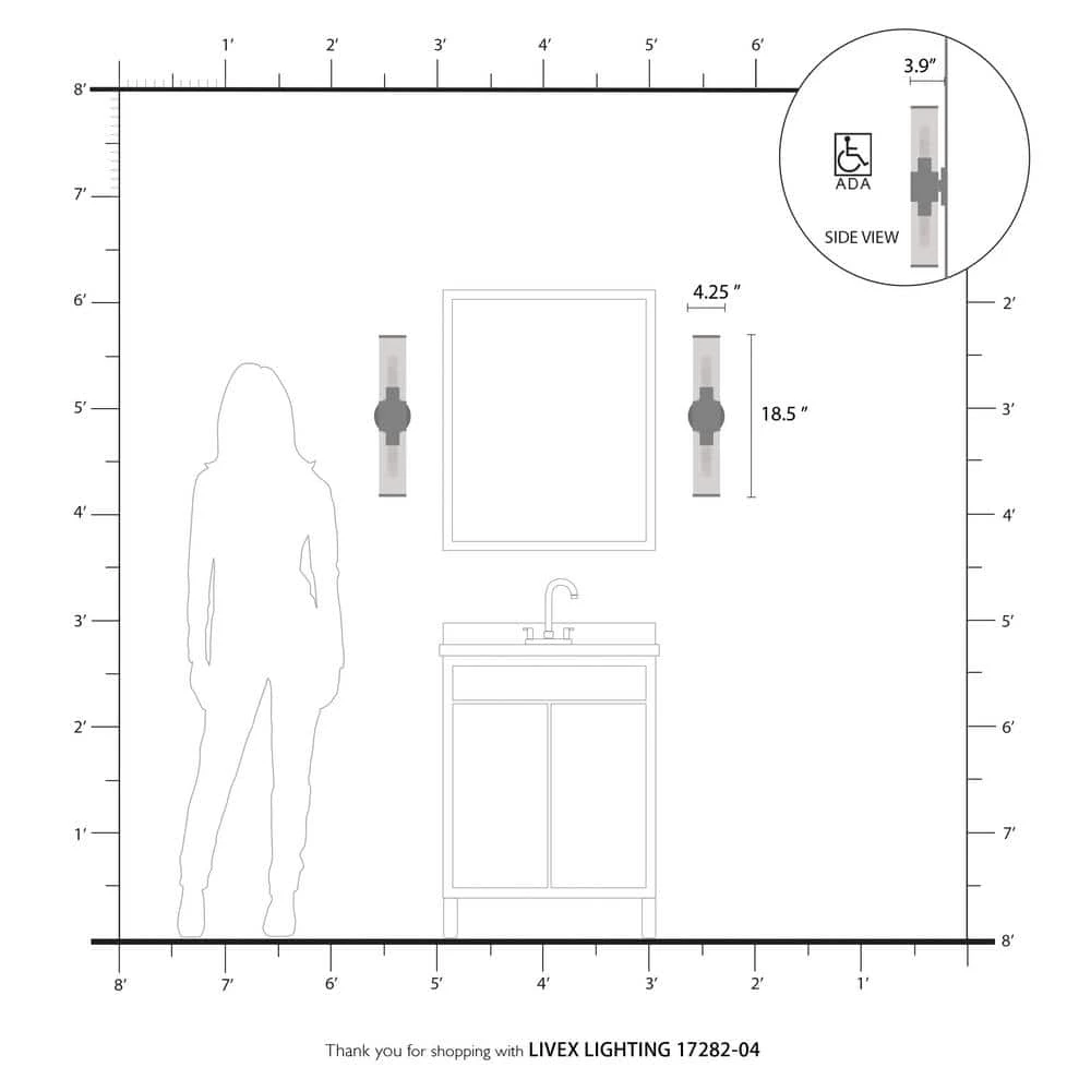 Banca 4.25 in. 2 Light Black Wall Sconce by Livex Lighting 6 Banca 4.25 in. 2 Light Black Wall Sconce by Livex Lighting - Image 6