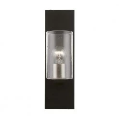 Zurich 1-Light Black Wall Sconce with Clear Seeded Glass and Brushed Nickel Accent by Livex Lighting 18 Zurich 1-Light Black Wall Sconce with Clear Seeded Glass and Brushed Nickel Accent by Livex Lighting -Livex Lighting shop black livex lighting vanity lighting 18471 04 1f 1000