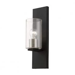 Zurich 1-Light Black Wall Sconce with Clear Seeded Glass and Brushed Nickel Accent by Livex Lighting 17 Zurich 1-Light Black Wall Sconce with Clear Seeded Glass and Brushed Nickel Accent by Livex Lighting -Livex Lighting shop black livex lighting vanity lighting 18471 04 4f 1000