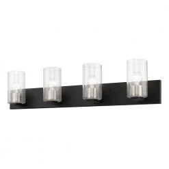 Zurich 35.5 in. 4-Light Black Vanity Light with Brushed Nickel Accents and Clear Seeded Glass Shades by Livex Lighting -Livex Lighting shop black livex lighting vanity lighting 18474 04 4f 1000