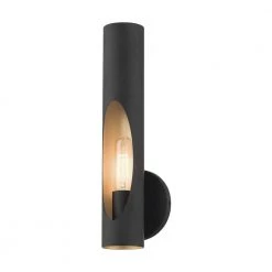 Novato 5.125 in. Black Sconce with Gold Accents by Livex Lighting -Livex Lighting shop black livex lighting vanity lighting 45891 04 1f 1000