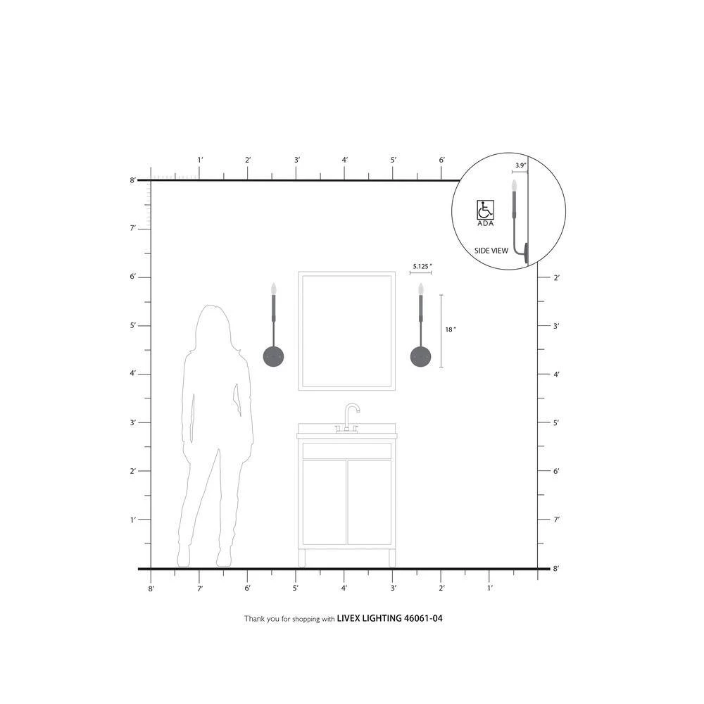 Clairmont 1 Light Black with Brushed Nickel Accents Sconce by Livex Lighting 5 Clairmont 1 Light Black with Brushed Nickel Accents Sconce by Livex Lighting - Image 5