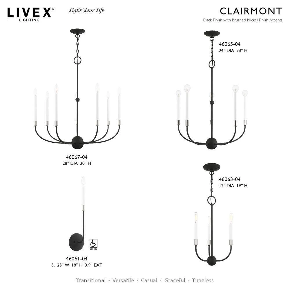 Clairmont 1 Light Black with Brushed Nickel Accents Sconce by Livex Lighting 10 Clairmont 1 Light Black with Brushed Nickel Accents Sconce by Livex Lighting - Image 10