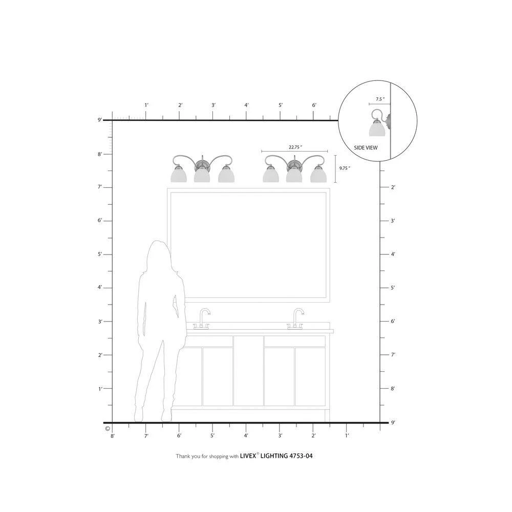 Brookside 3 Light Black Bath Vanity by Livex Lighting 4 Brookside 3 Light Black Bath Vanity by Livex Lighting - Image 4