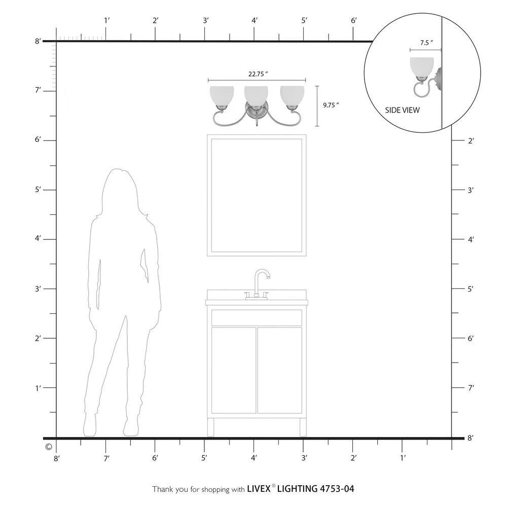 Brookside 3 Light Black Bath Vanity by Livex Lighting 5 Brookside 3 Light Black Bath Vanity by Livex Lighting - Image 5