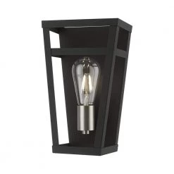 Schofield 7 in. 1-Light Black ADA Sconce with Brushed Nickel Accents by Livex Lighting