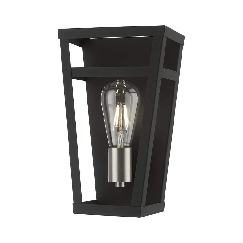 Schofield 7 in. 1-Light Black ADA Sconce with Brushed Nickel Accents by Livex Lighting 1 Schofield 7 in. 1-Light Black ADA Sconce with Brushed Nickel Accents by Livex Lighting