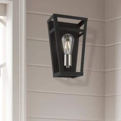 Schofield 7 in. 1-Light Black ADA Sconce with Brushed Nickel Accents by Livex Lighting 18 Schofield 7 in. 1-Light Black ADA Sconce with Brushed Nickel Accents by Livex Lighting -Livex Lighting shop black livex lighting vanity lighting 49567 04 76 1000